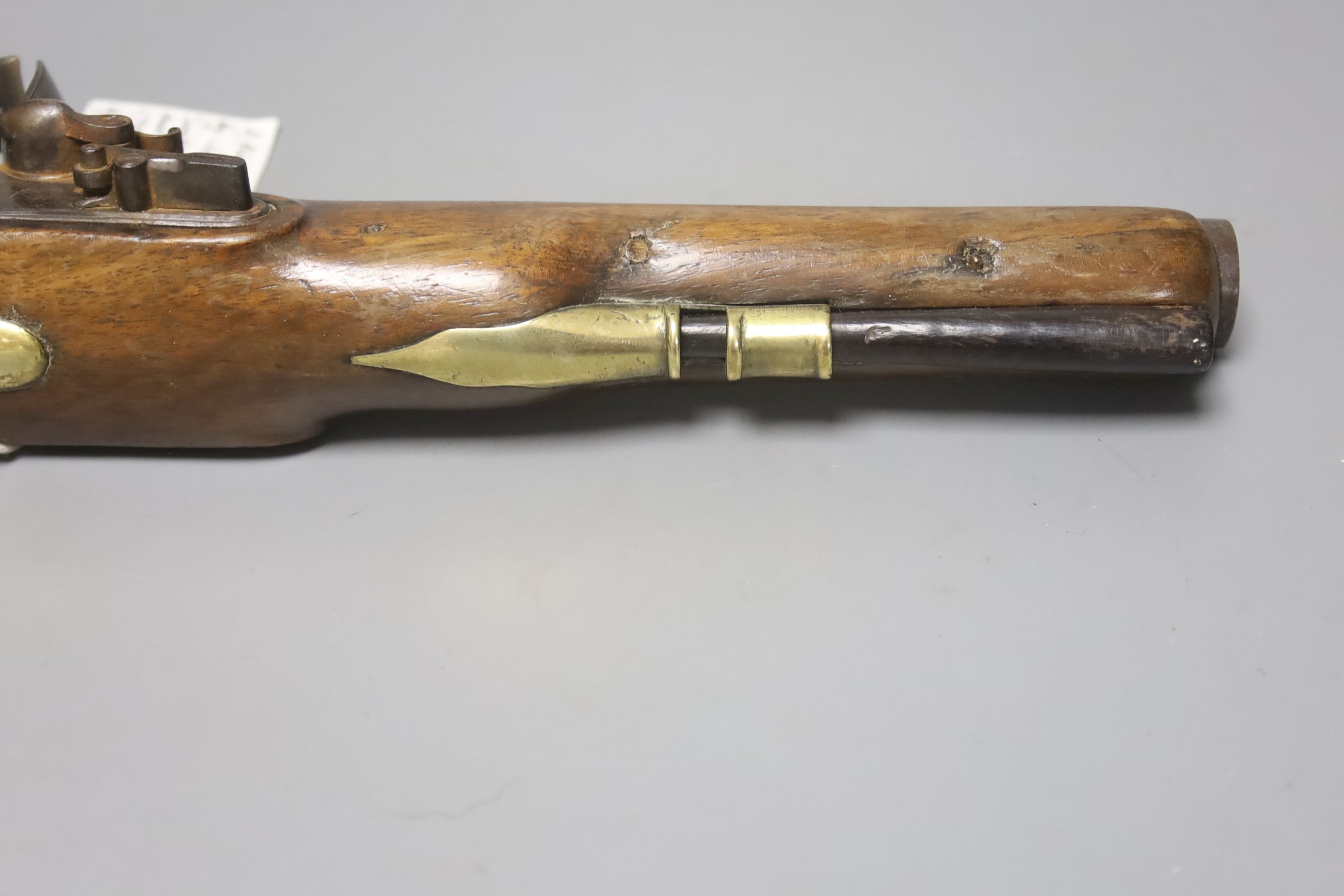 A flintlock coach pistol, circa 1820 by John and William Calvetrt of Leeds, approx. 35cm long